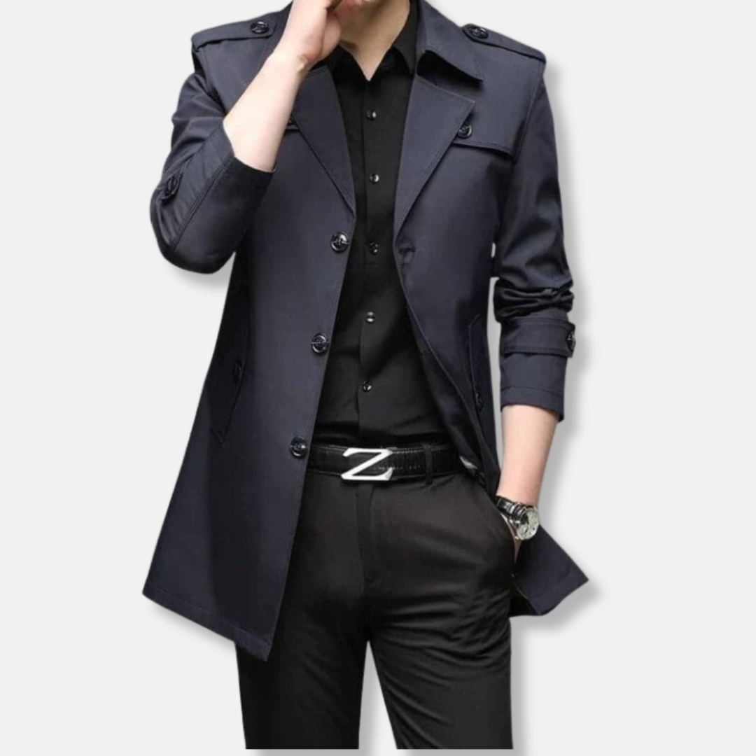 George Slim Fit Trench Coat | Button Front Epaulets Coat