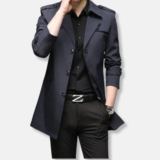 George Slim Fit Trench Coat | Button Front Epaulets Coat