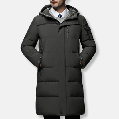 Men’s Puffer Coat - Synthetic - Insulated - Full Length - Adjustable Hood & Cuffs