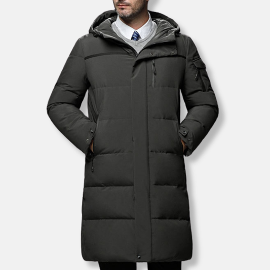 Men’s Puffer Coat - Synthetic - Insulated - Full Length - Adjustable Hood & Cuffs