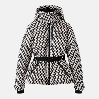Isla Quilted Puffer Ski Jacket | Hooded Belted Zip Front Jacket