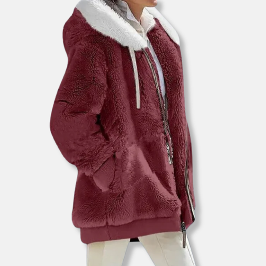 Isla Fleece Oversized Fleece Jacket | Hooded Zipper Jacket