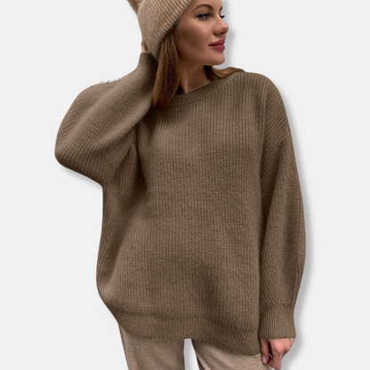 Women's Knit Sweater – Oversized Fit – Soft Ribbed Texture – Long Sleeves