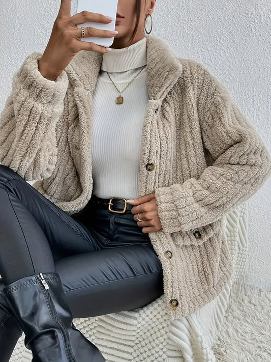 Elegant cardigan i fløjl med knapper til kvinder