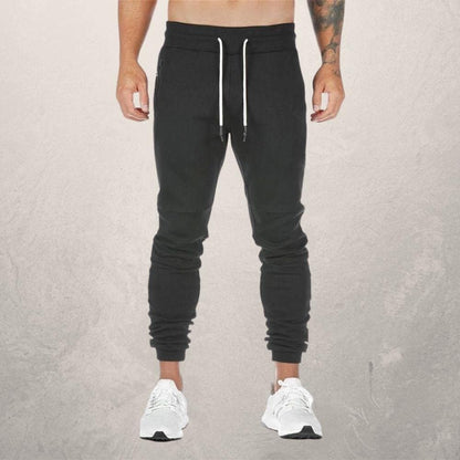 Herrebukser Joggers - Slim Fit - Elastisk Talje med Snøre - Ribmanchet - Lynlåslommer