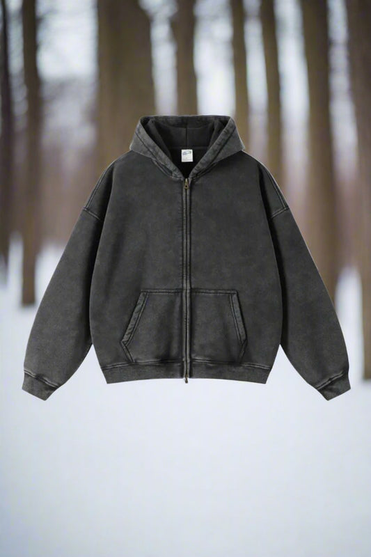 Cozy Vintage Zip-Up Hoodie til Kvinder – Ubesværet Komfort og Stil