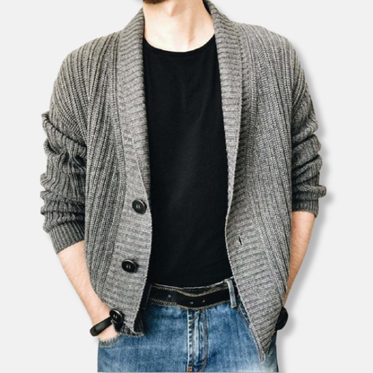 Oscar Relaxed Fit Cardigan | Shawl Collar Button Front Cardigan