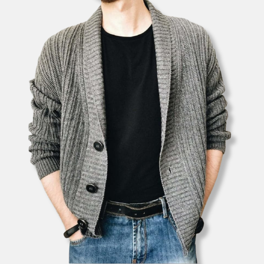 Oscar Relaxed Fit Cardigan | Shawl Collar Button Front Cardigan