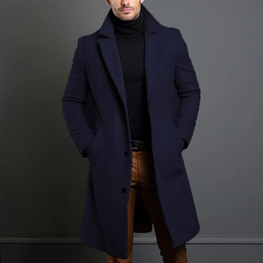 Elegant Navy Overcoat til Mænd - Klassisk Stil og Komfort