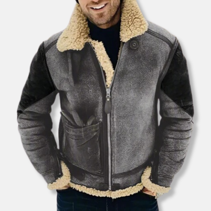 Theodore Suede Aviator Jacket | Shearling Lined Collared Jacket