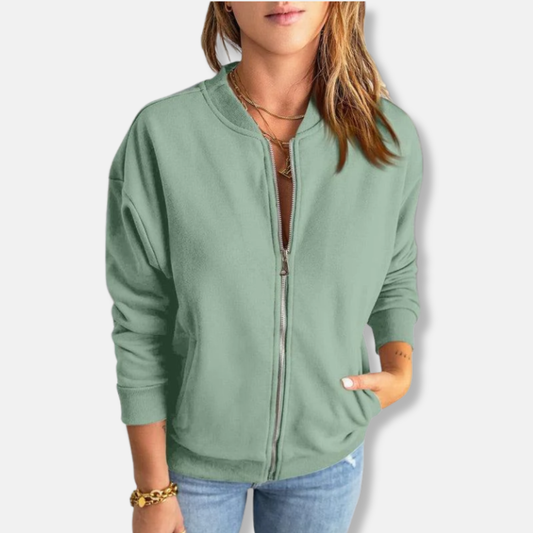 Women's Jacket – Lightweight Design – Relaxed Fit – Zipper – Ribbed Edge Casual Look