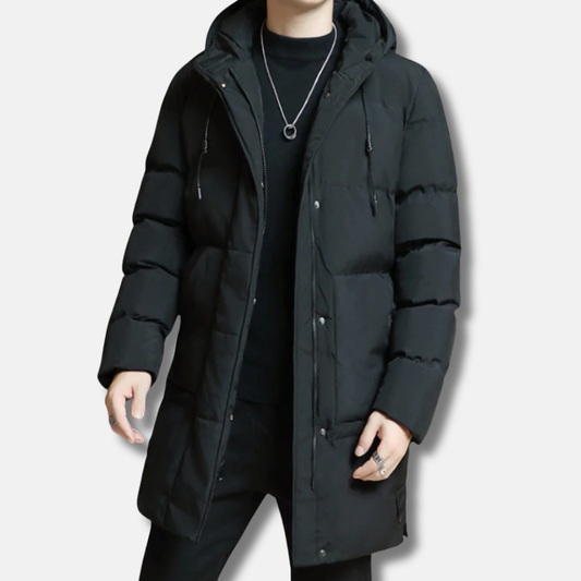 Archie Quilted Puffer Jacket | Hooded Mid-Thigh Jacket