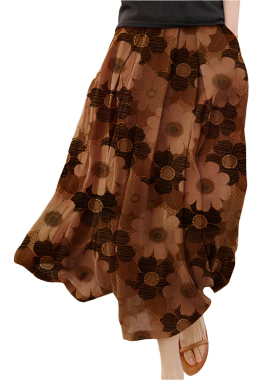 Women's Midi Skirt – Relaxed Fit – Light and Breathable – With Pockets – Retro Polka Dot Pattern