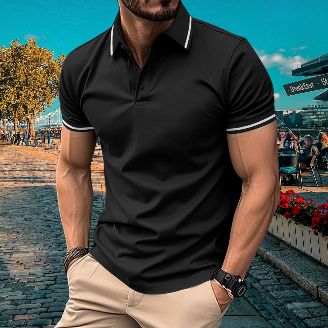 Men's Polo Shirt – Slim Fit – Soft Knit – Short Sleeves – Rib Collar