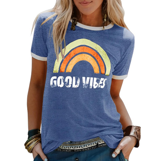Women's T-shirt – Classic Fit – Soft Knit – Round Neck – Graphic Print Casual Style