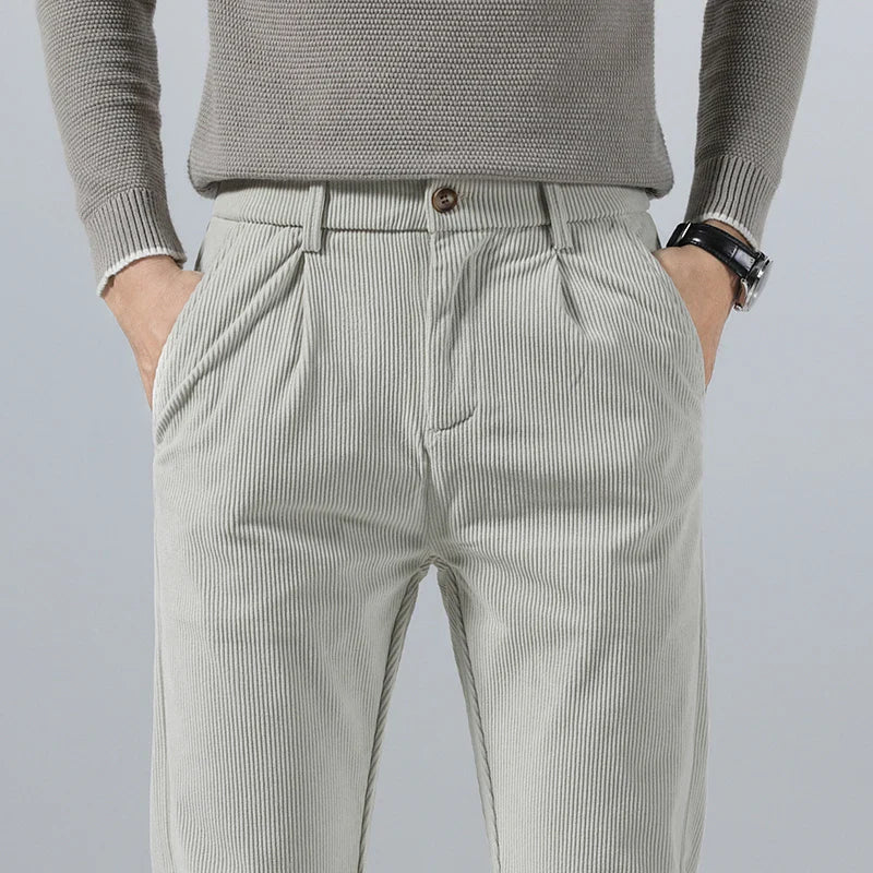 George Relaxed Trousers | Pleated Ribbed Side Pockets Trousers