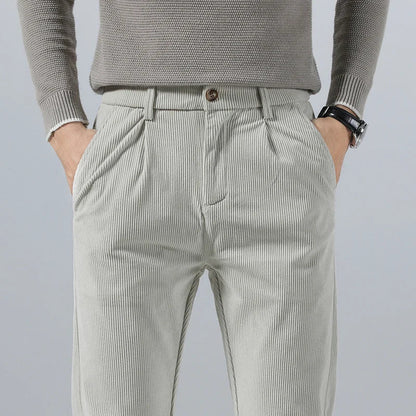 George Relaxed Trousers | Pleated Ribbed Side Pockets Trousers