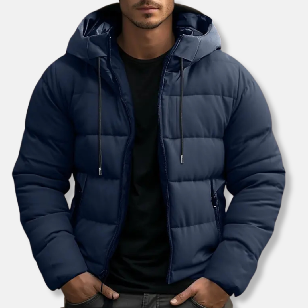 Sebastian Hooded Puffer Jacket | Quilted Solid Zip Closure Puffer Jacket