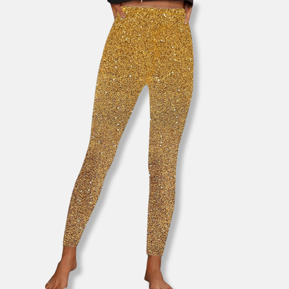 Aurora High-Waisted Skinny Leggings | Glitter Ankle-Length Leggings