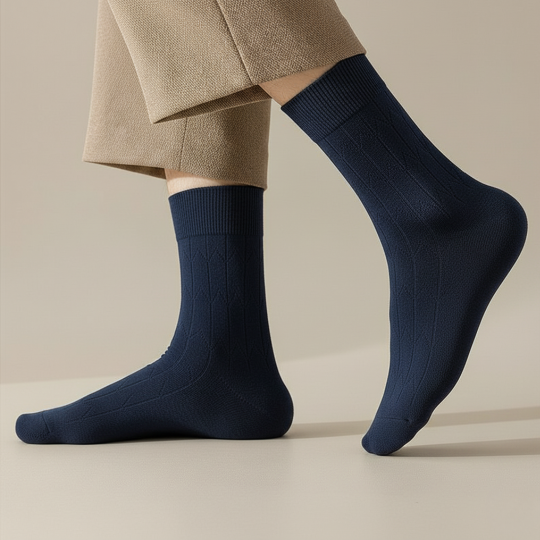 Freddie Wool-Blend Ribbed Crew Fit Socks | Subtle Pattern Socks