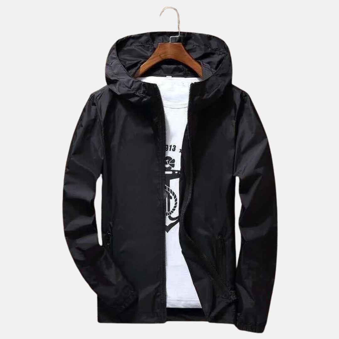 Oscar Hooded Windbreaker | Full Zip Zipper Pockets Windbreaker