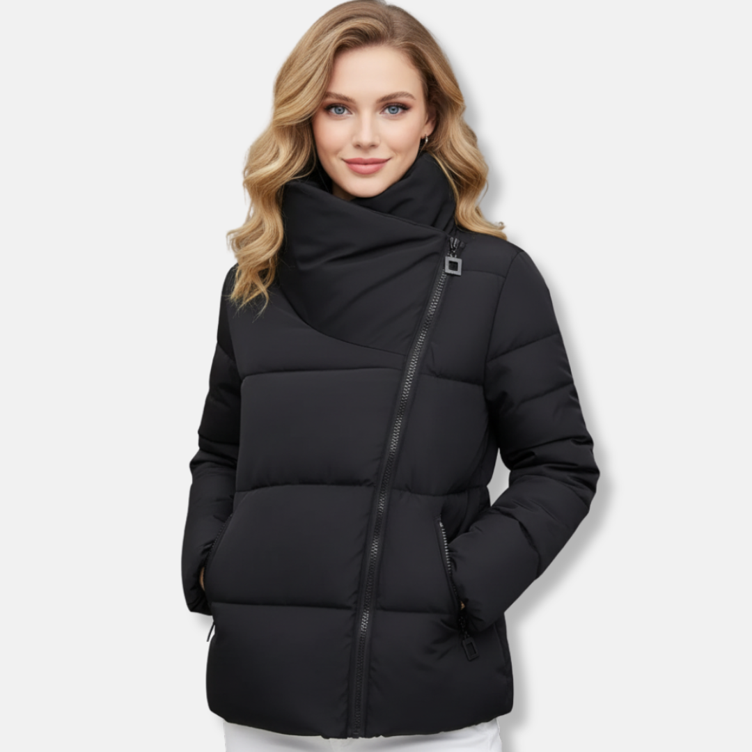 Women's Winter Jacket – Quilted and Padded – Regular Fit – High Neckline – Zipper Closure