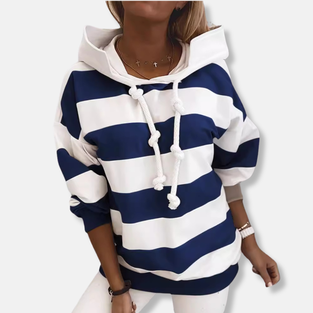 Isla Loose Fit Hoodie | Striped Casual Hoodie