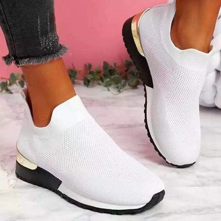 Dame Slip-on Sneakers - Åndbart Strikmesh - Stødabsorberende Sål - Komfort Fit