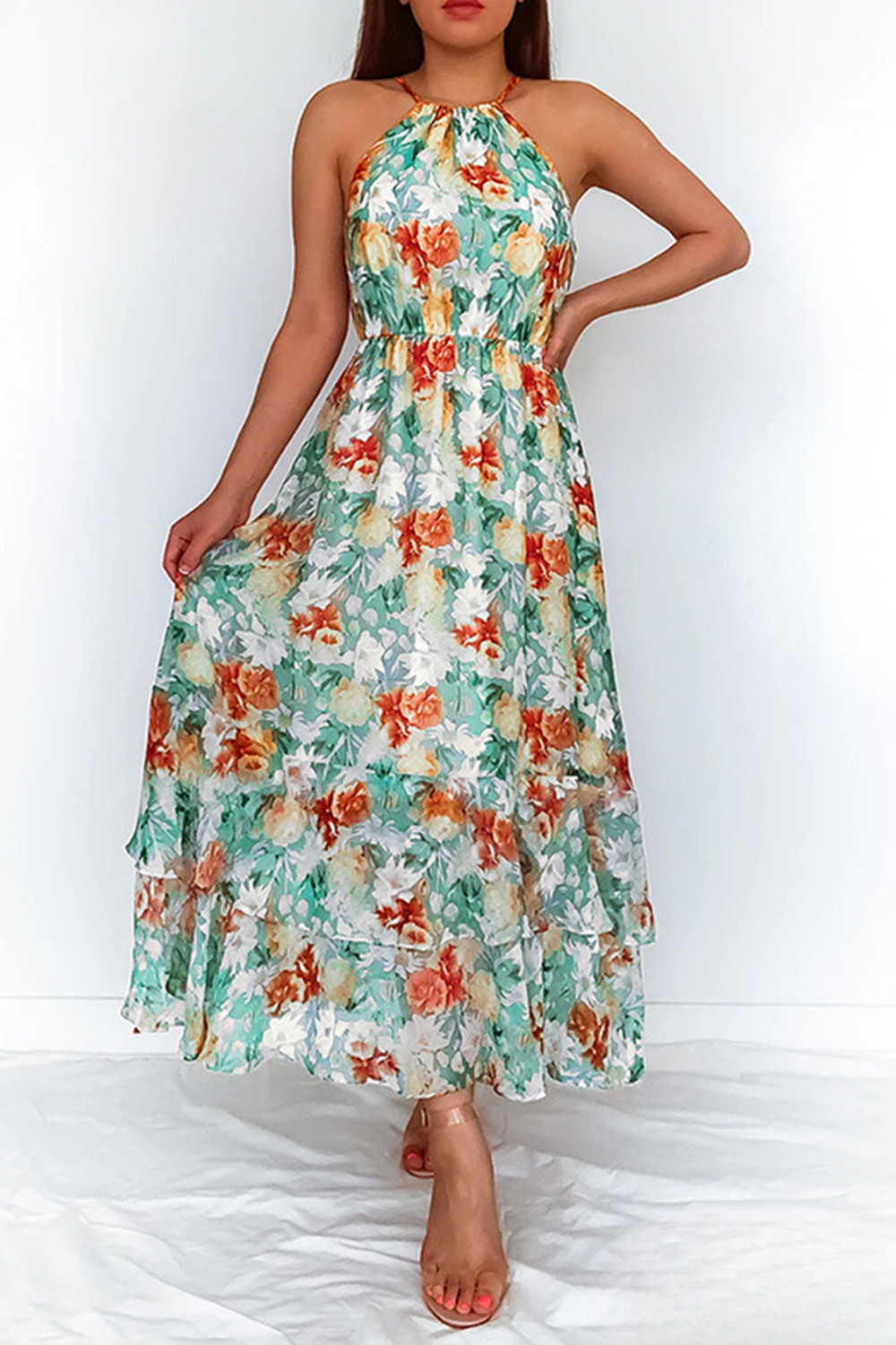 Kvinder Maxi Kjole - Halterneck - Elegant Pasform - Let og Åndbar
