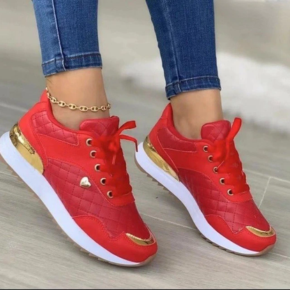 Dame Sneakers - Quiltet Design - Metaldetaljer - Komfortabel Luftpolstret Sål