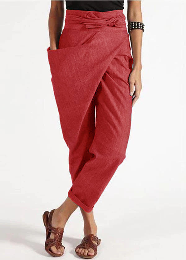 Women's Harem Pants – Asymmetric Cut – High Waist – Relaxed Fit – Light Cotton