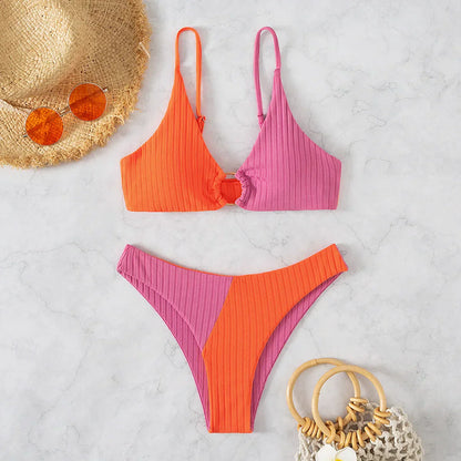 Women's Bikini Set – Push-Up Top – High Waist – Ribbed Stretch – Sculpting Fit