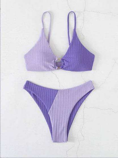 Women's Bikini Set – Push-Up Top – High Waist – Ribbed Stretch – Sculpting Fit