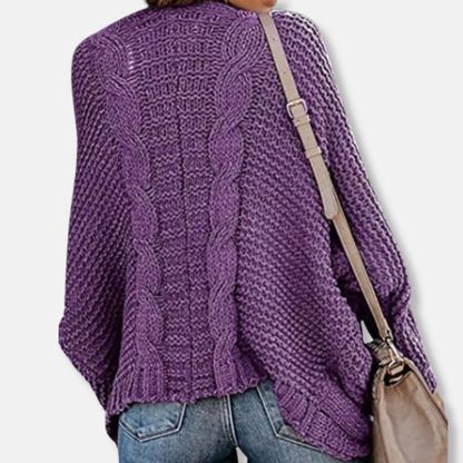 Isla Wool Oversized Cardigan | Ribbed Open Front Pockets Cardigan