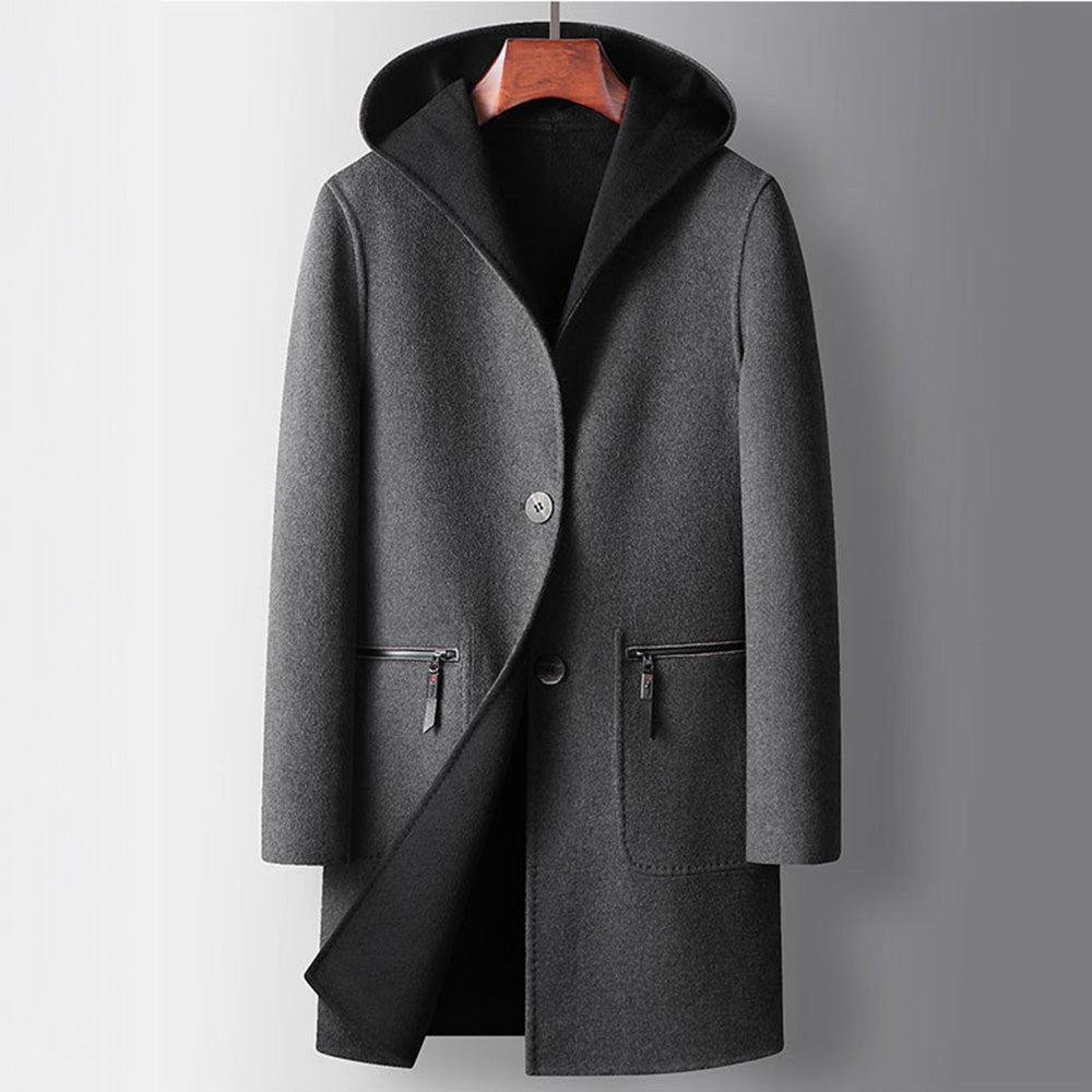 Arthur Wool-Blend Hooded Coat | Reversible Button Front Coat