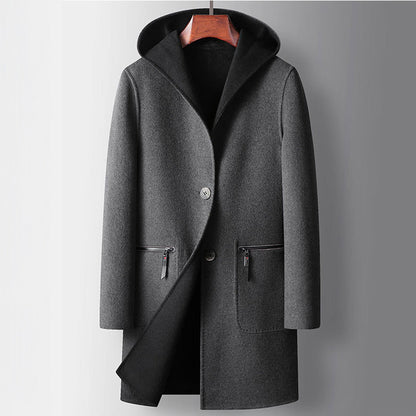 Arthur Wool-Blend Hooded Coat | Reversible Button Front Coat