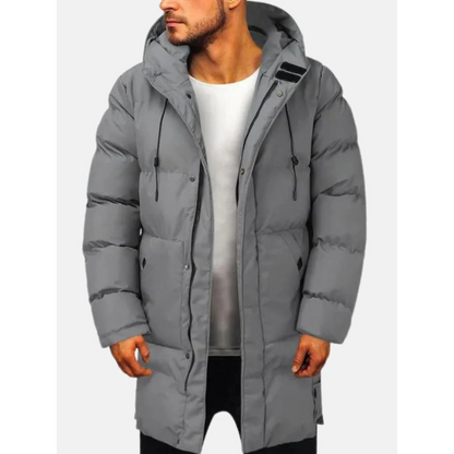 Men’s Puffer Jacket - Insulated Fabric - Regular Fit - Mid-Thigh Length - Hooded