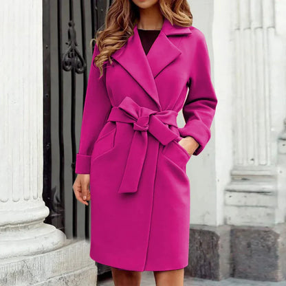 Women's Trench Coat – Tailored Fit – Belt at Waist – Knee Length – Classic Design