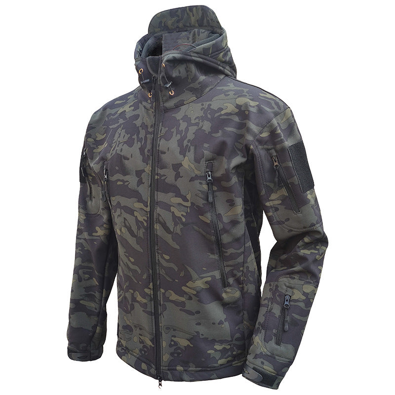 Men's Outdoor Jacket - Military-Inspired Style - Full Zip - Adjustable Hood