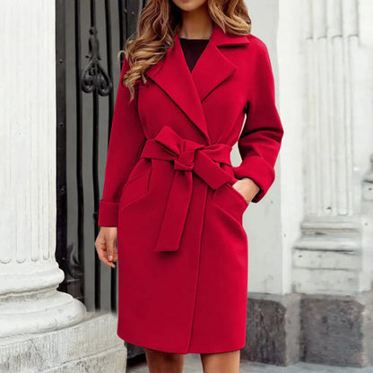 Women's Trench Coat – Tailored Fit – Belt at Waist – Knee Length – Classic Design