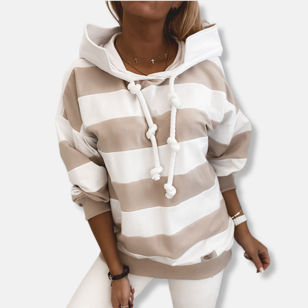 Isla Loose Fit Hoodie | Striped Casual Hoodie