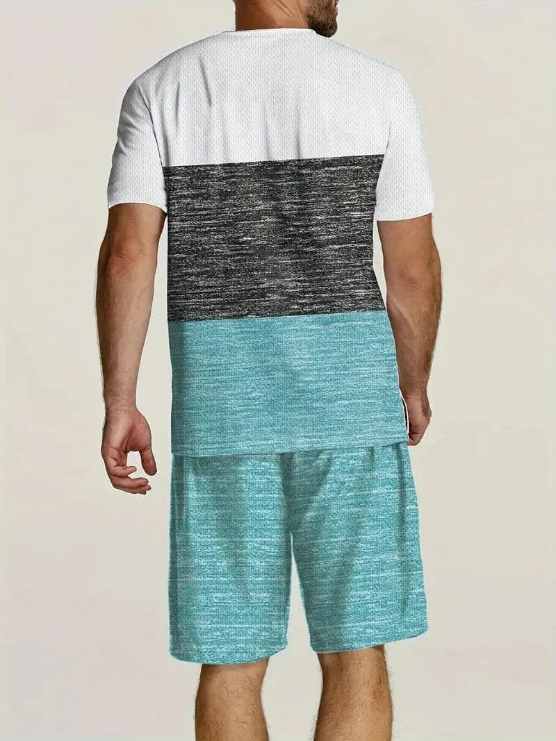 Herresæt - Grafisk T-shirt & Shorts - Slim Fit - Åndbart Bomuld - Sommerlook