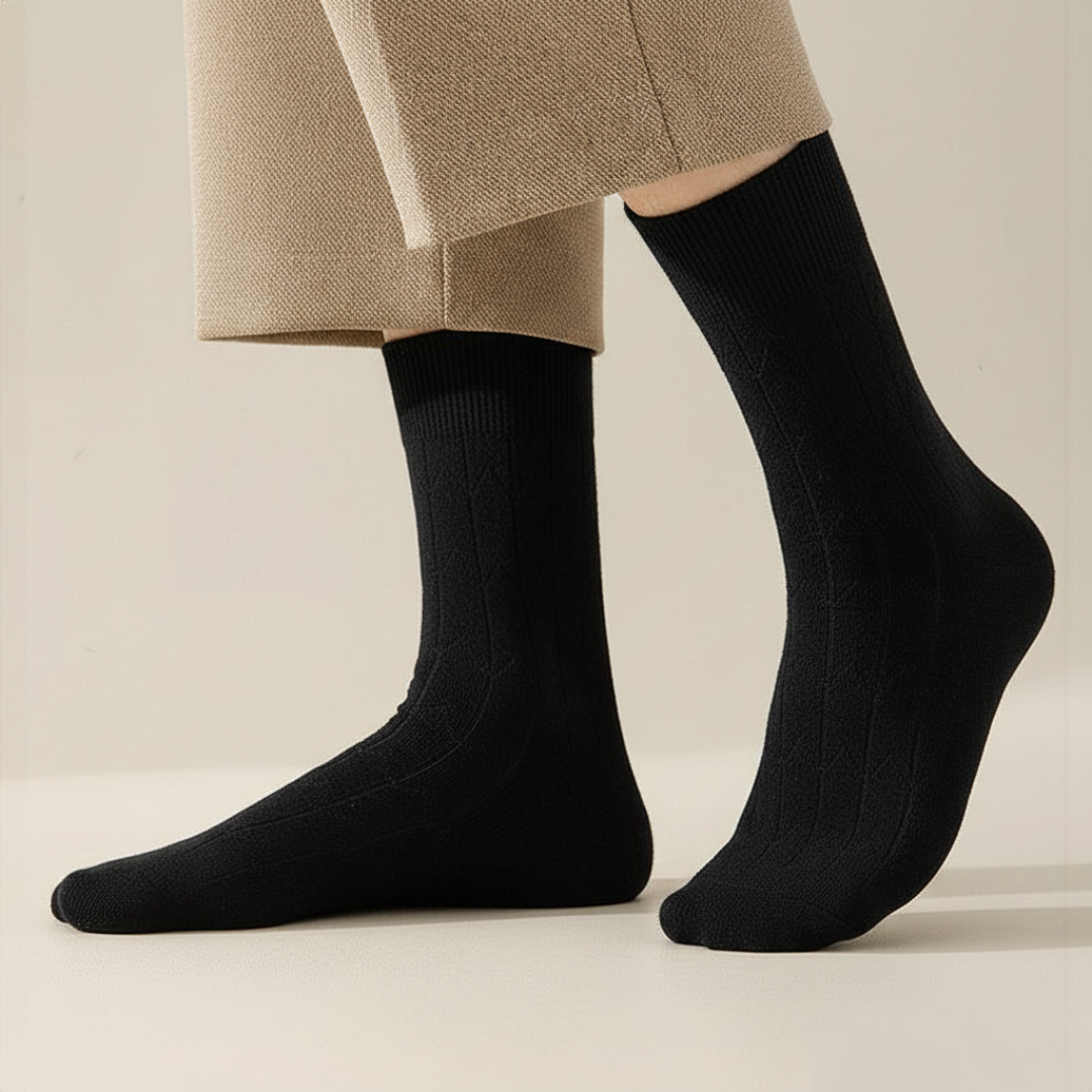 Freddie Wool-Blend Ribbed Crew Fit Socks | Subtle Pattern Socks