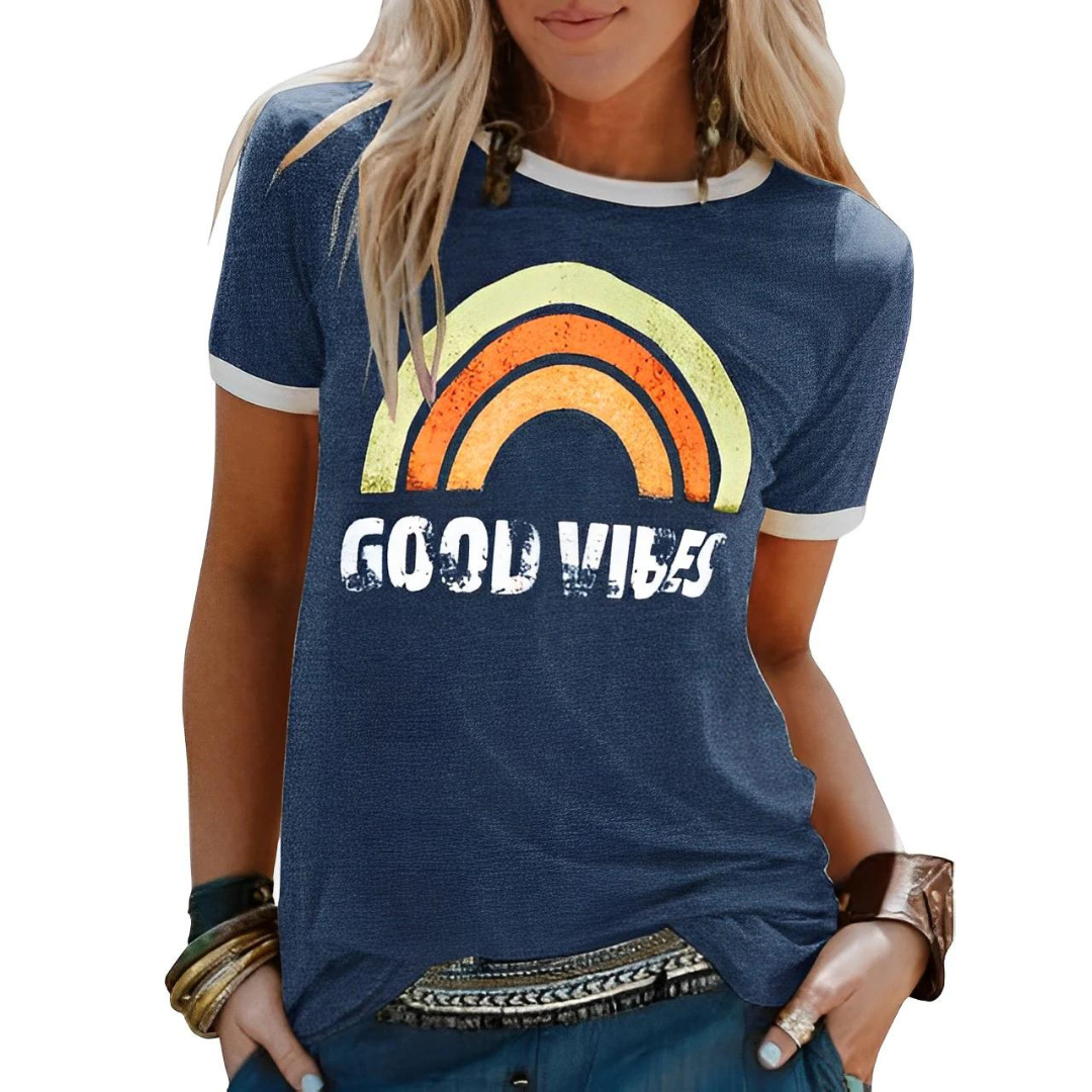 Women's T-shirt – Classic Fit – Soft Knit – Round Neck – Graphic Print Casual Style