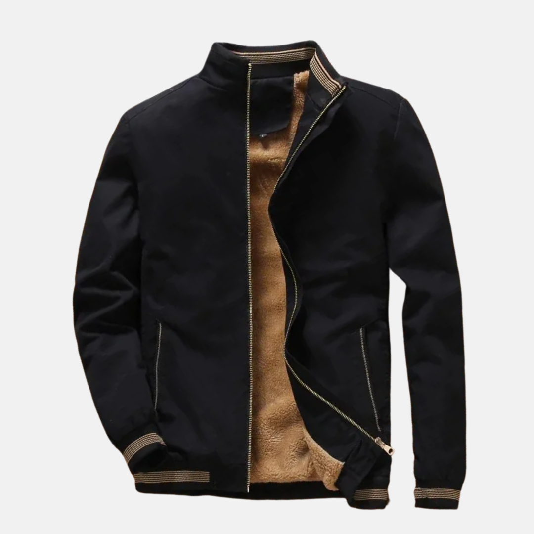 Men's Pilot Jacket – Fleece Lining – Ribbed Edge – Zipper Closure – Relaxed Fit