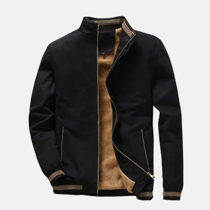 Men's Pilot Jacket – Fleece Lining – Ribbed Edge – Zipper Closure – Relaxed Fit