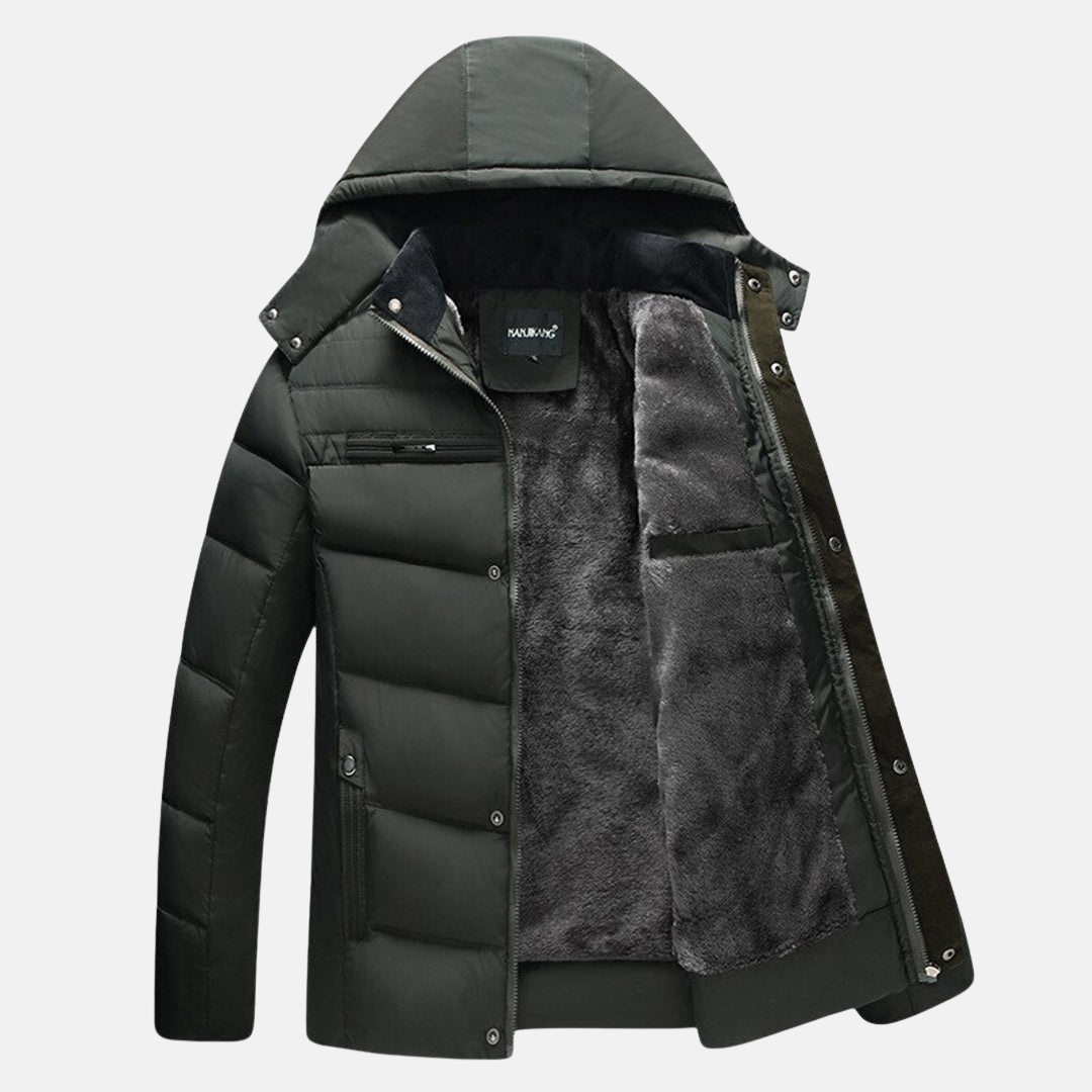Arthur Fleece Quilted Puffer Jacket | Hooded Relaxed Fit Jacket