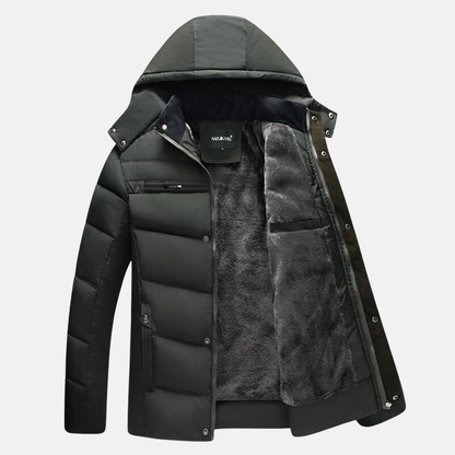 Arthur Fleece Quilted Puffer Jacket | Hooded Relaxed Fit Jacket