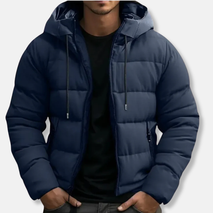 Theodore Quilted Hooded Puffer Jacket | Drawstring Hood Zipper Puffer Jacket