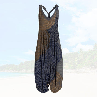 Women's Jumpsuit – Relaxed Fit – Sleeveless – Light Breathable Fabric – Full Length